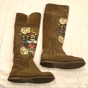 Ed Hardy Over the Knee Tiger Boots